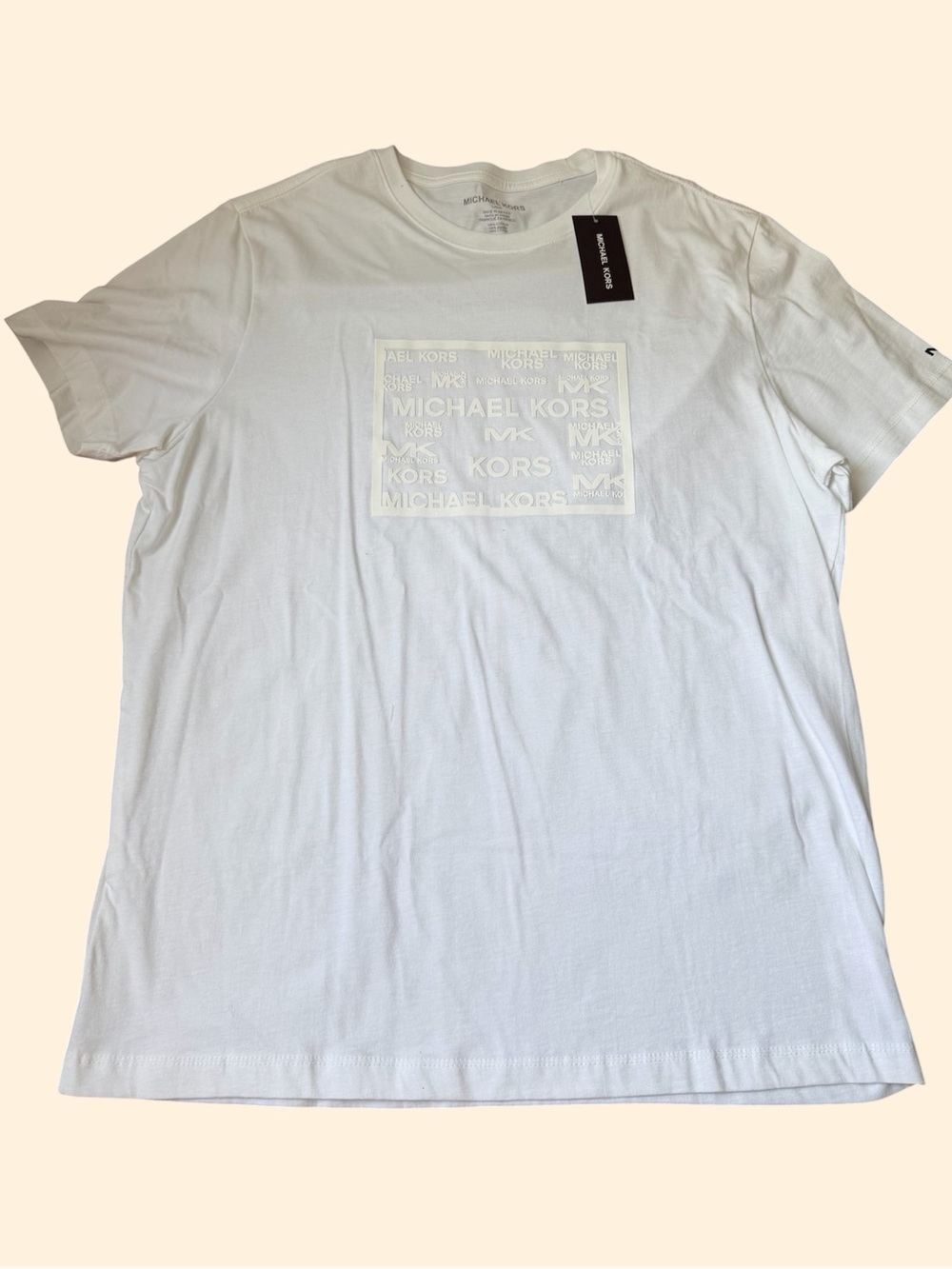 MICHAEL KORS White Short Sleeve T-Shirt Mens Size Large 100% Cotton BRAND NEW